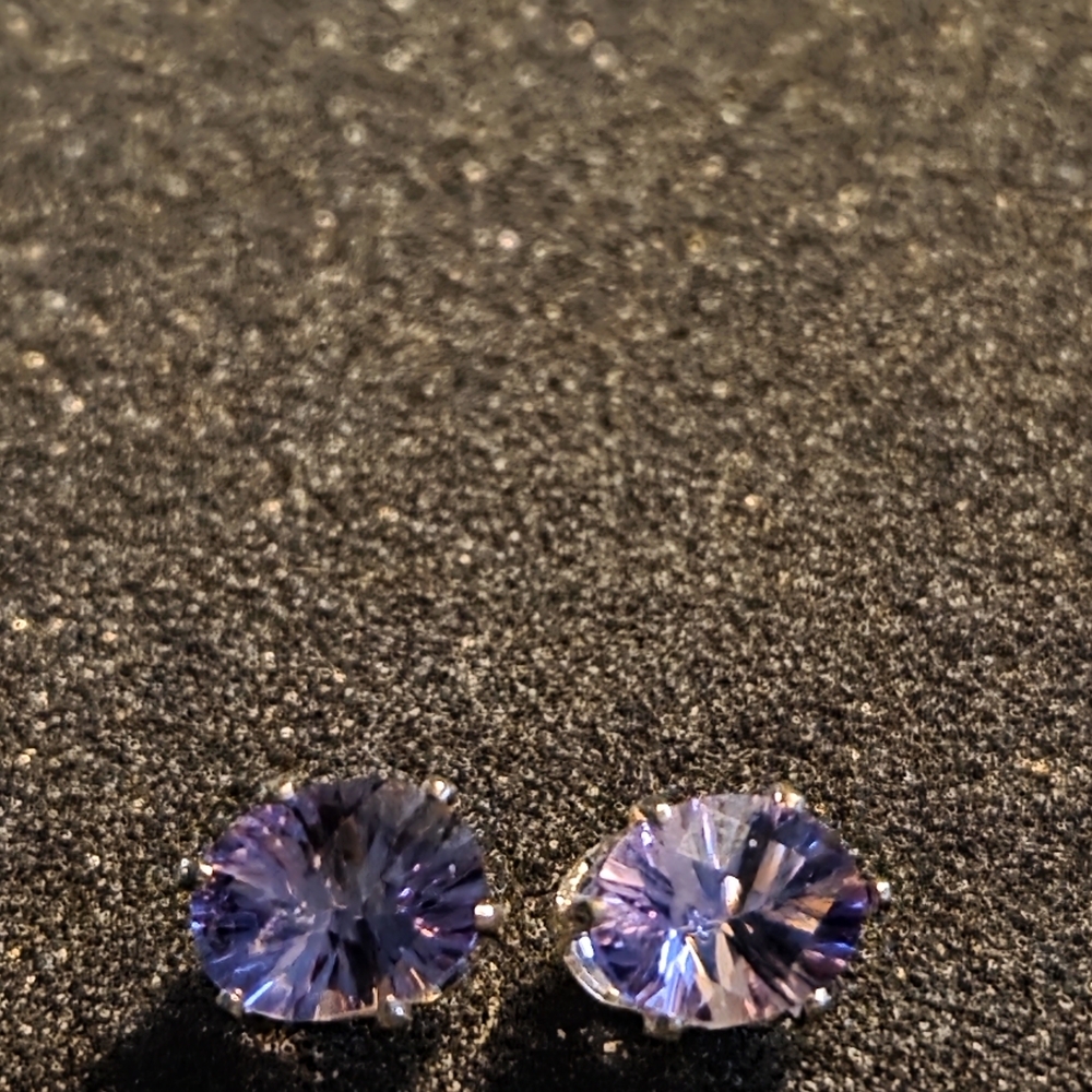 Tanzanite-Color Round Stud Earrings - Women Jewelry